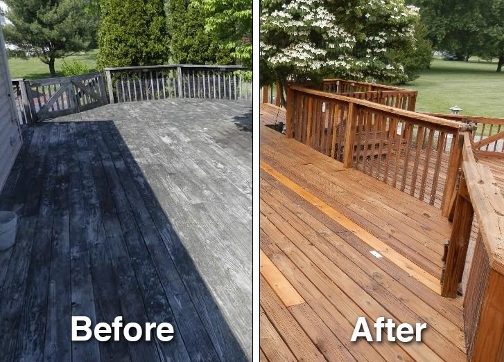 Deck Cleaning Before and after image